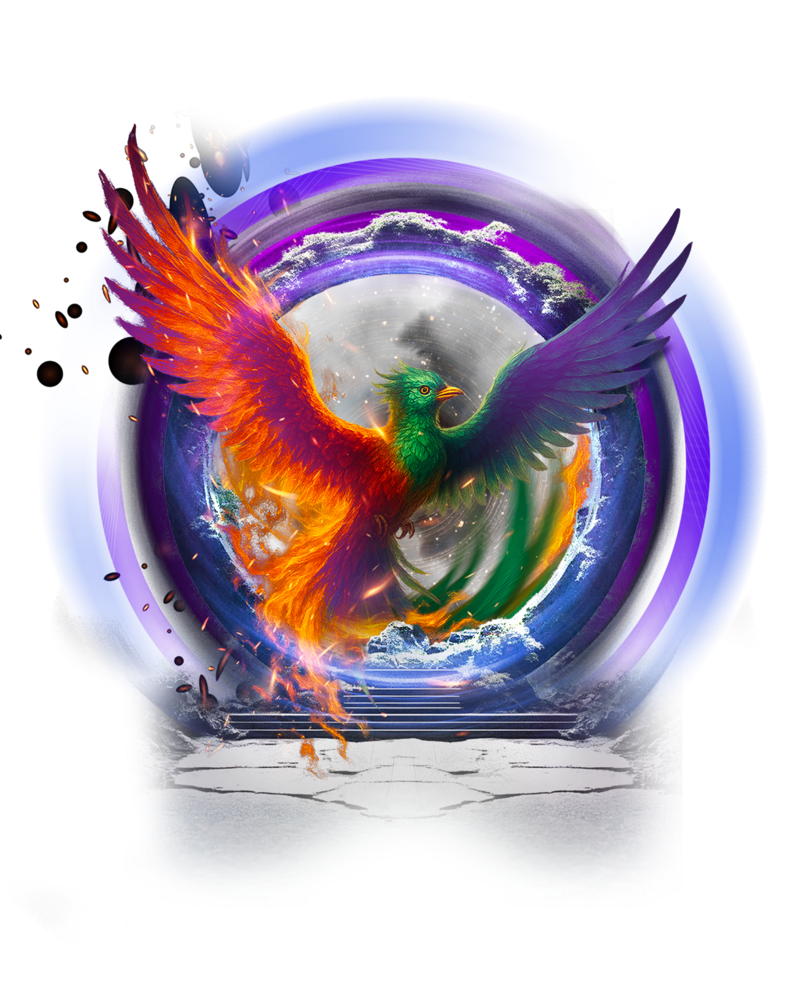 Arte ALQUIMIA con fénix y portal